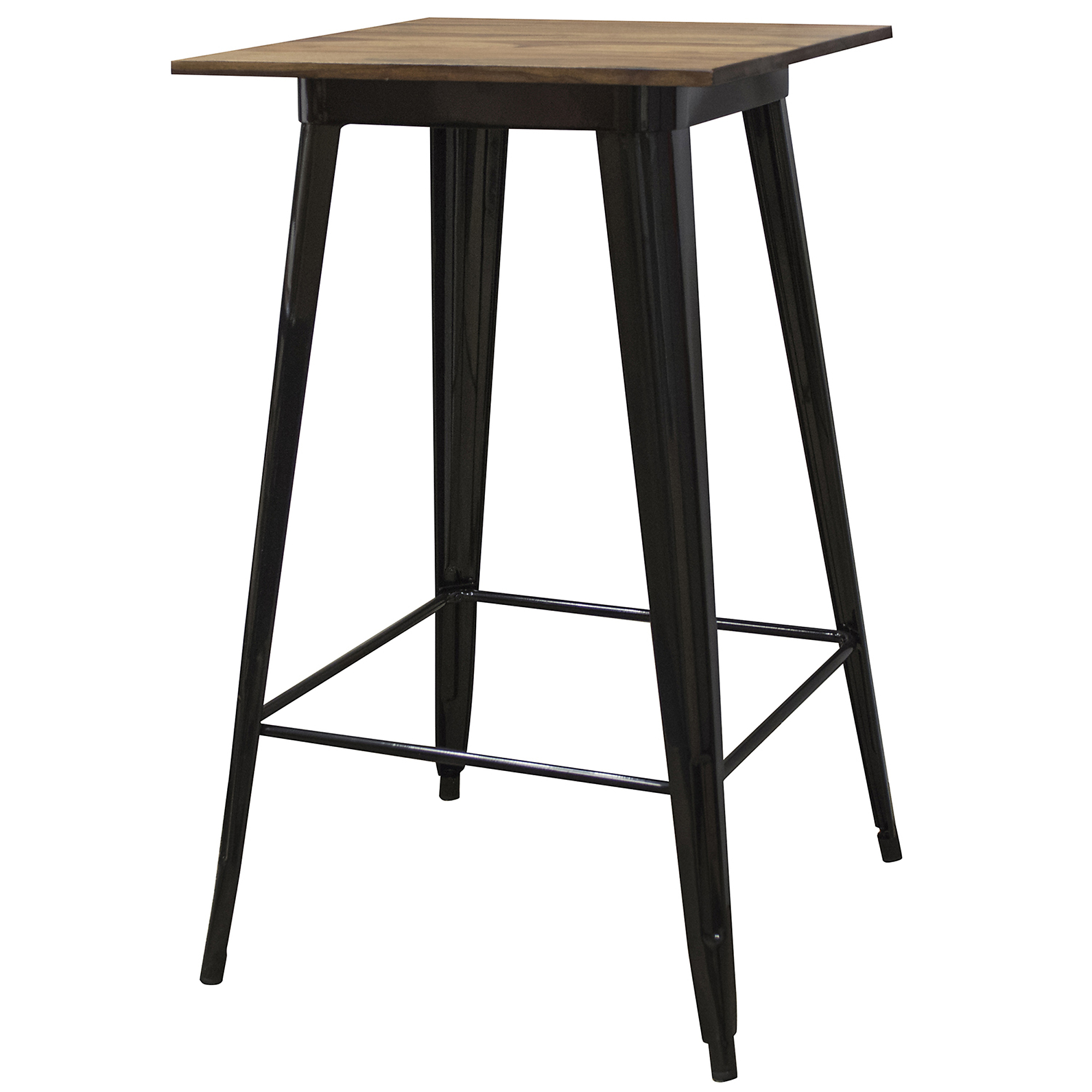 AmeriHome Sheesham Wood Pub Table — 24in. Square Top, 41in. Height, Black Powder-Coated Steel Base, Model# SWPUBTB